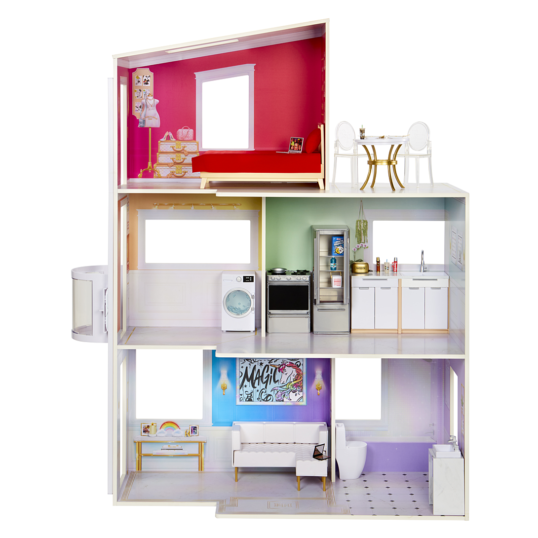 Rainbow High Townhouse Maison en bois 3 étages et 6 pièces Ascenseur fontionnel et meubles mobiles - vue 4