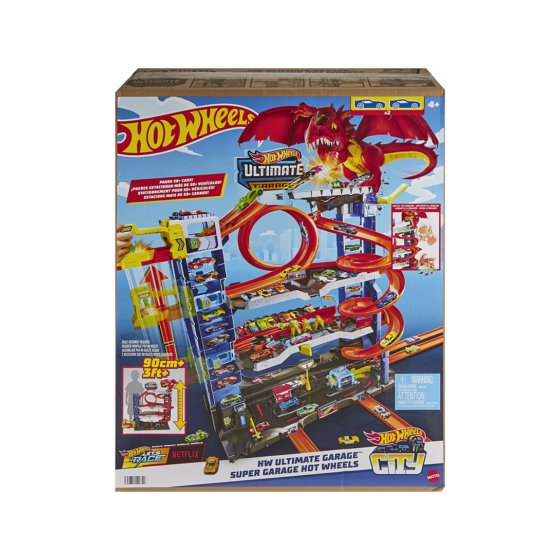 Hot Wheels Let’ Race Netflix Coffret Jeu De Construction City Garage Ultime avec 2 Voitures Rangement pour Plus De 50 Voitures Échelle 1:64 4 Niveaux De Jeu et Plus HKX48 - vue 8