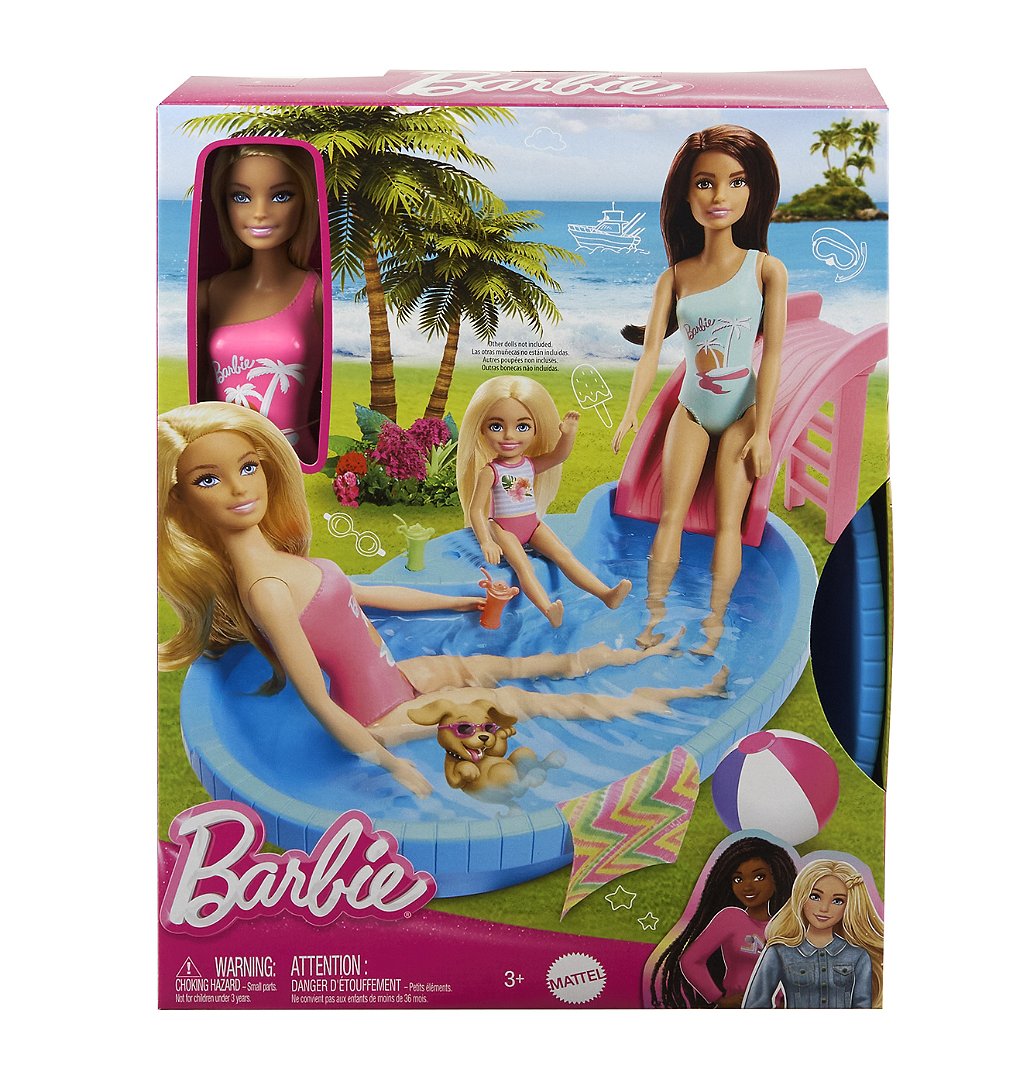 barbie-poupée et accessoires-coffret poupée blonde avec piscine