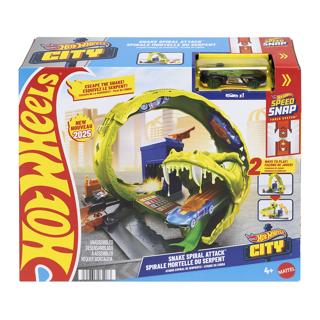 Hot Wheels Station Service Serpent Coffret avec véhicule en métal moulé à ’échelle 164 2 modes de jeu looping et piste Speed Snap JBM63 - vue 3