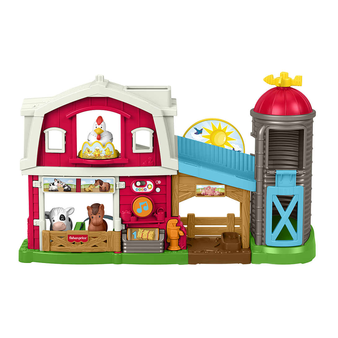 Fisher Price Coffret Little People Les Animaux de la Ferme avec Lumières et musiques en Anglais et en français Jouet d'Éveil Progressif De 1 à GXF15
