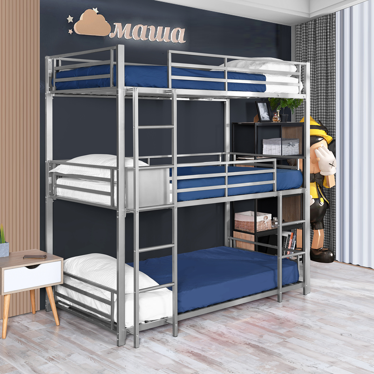 Rolanstar Lit Superposé Complet En Métal Avec Station De Charge USB