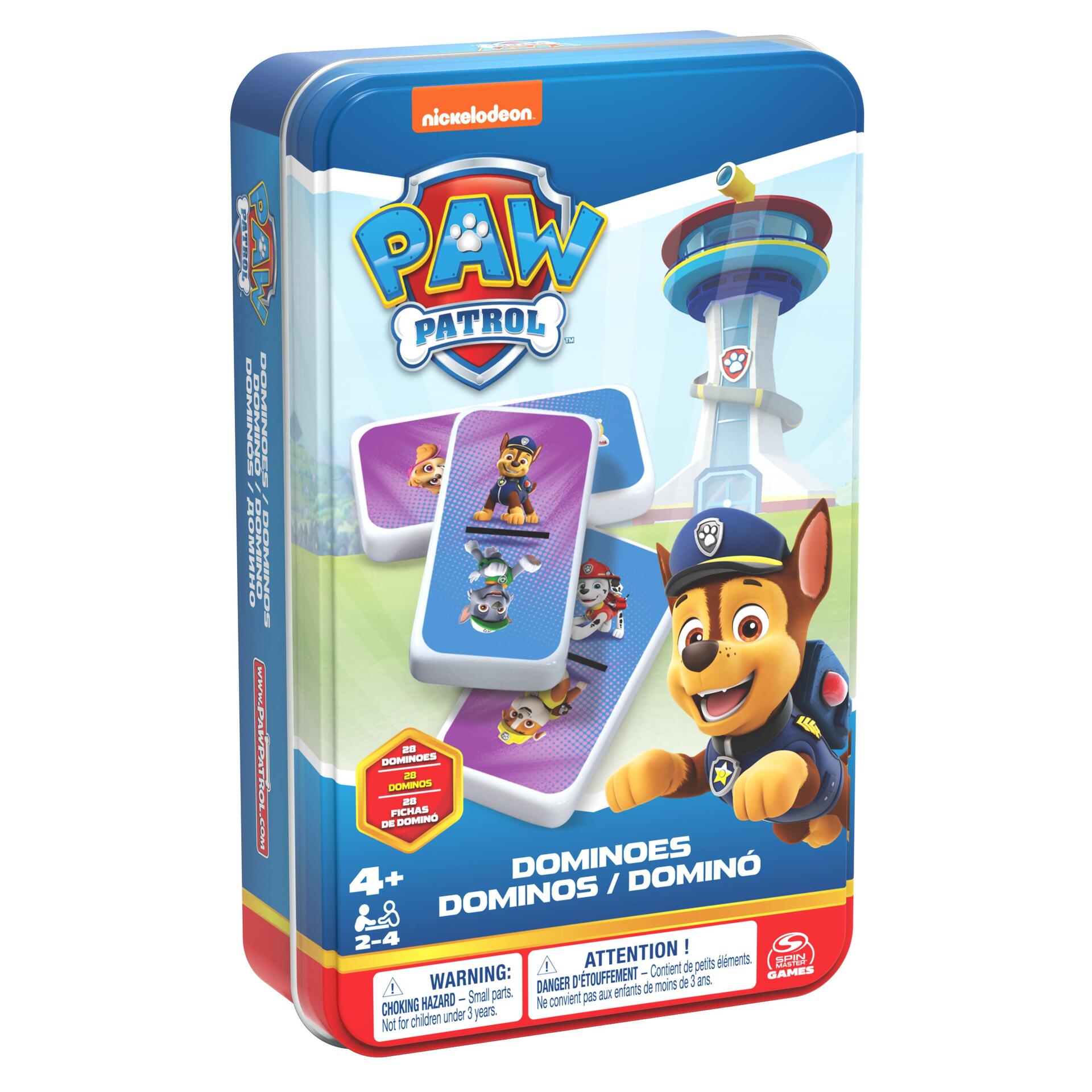 Jeu De Société Spin Master 6067468 – Boîte Métal Dominos Pat' Patrouille 28 Dominos