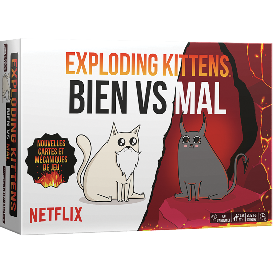 Jeu d'Ambiance Asmodee Exploding Kittens Bien vs Mal EKIEK12FR – Pour 2 à 5 Joueurs, 15 Min