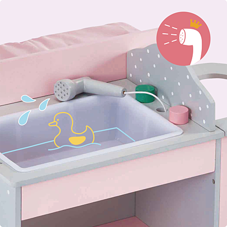 Olivia's Little World Maison De Poupée Nurserie Et Table À Langer 2 Façades Set De Jeu avec Chaise Haute, Berceau Et Bain VEN-TD-11460A Olivia's Little World Maison De Poupée Nurserie Et Table À Langer 2 Façades Set De Jeu avec Chaise Haute, Berceau Et Bain VEN-TD-11460A