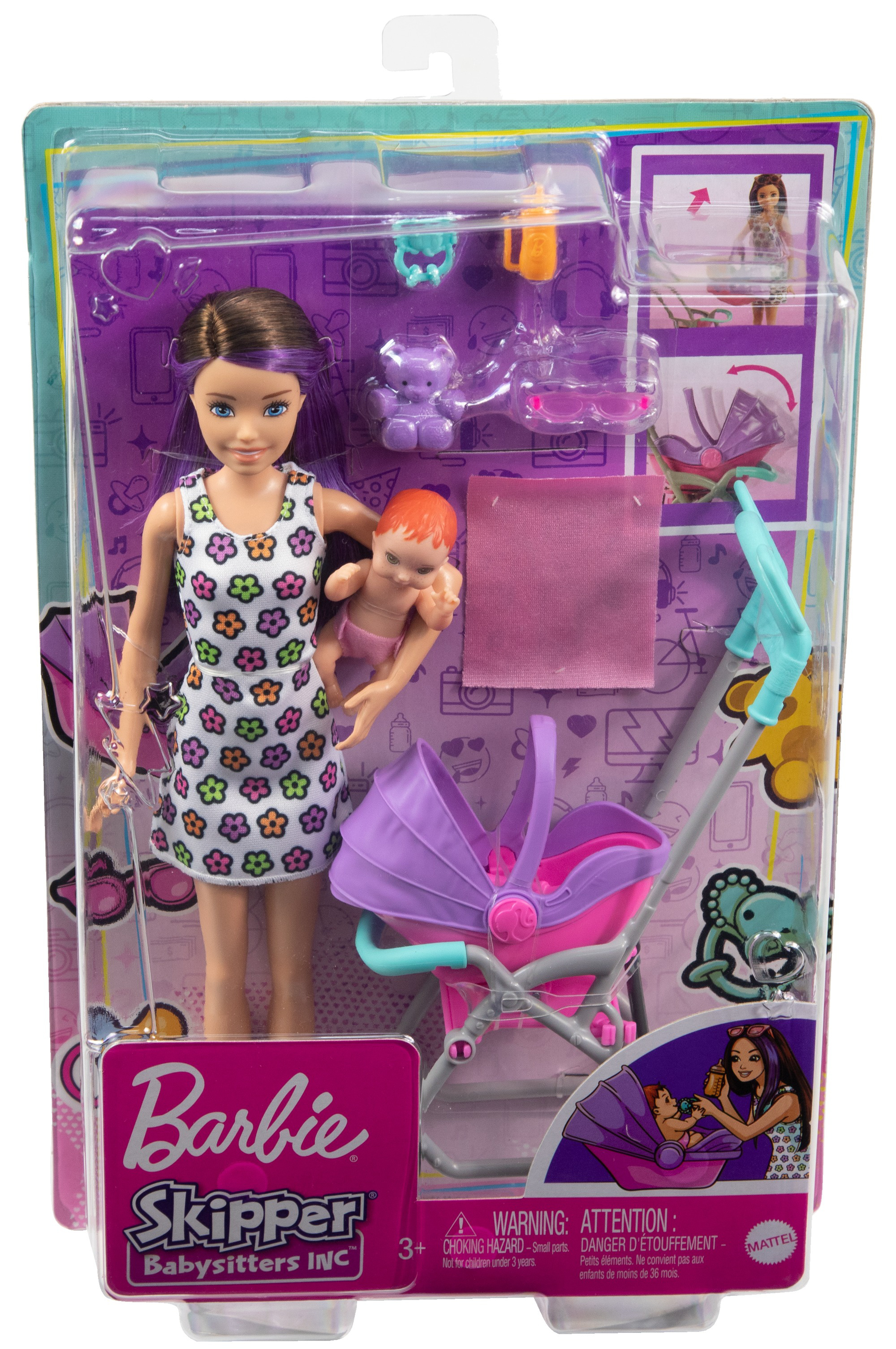 Poussette Barbie Coffret Babysitter Et Enfant Barbie Babysitters