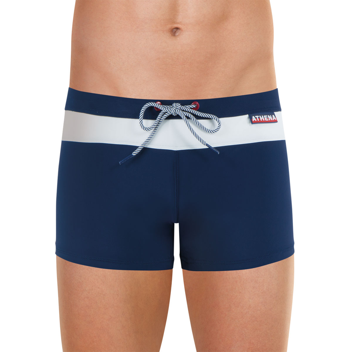 Athena Boxer De Bain Homme Traveler Uni Noir - Cordons Et Doublure Confort