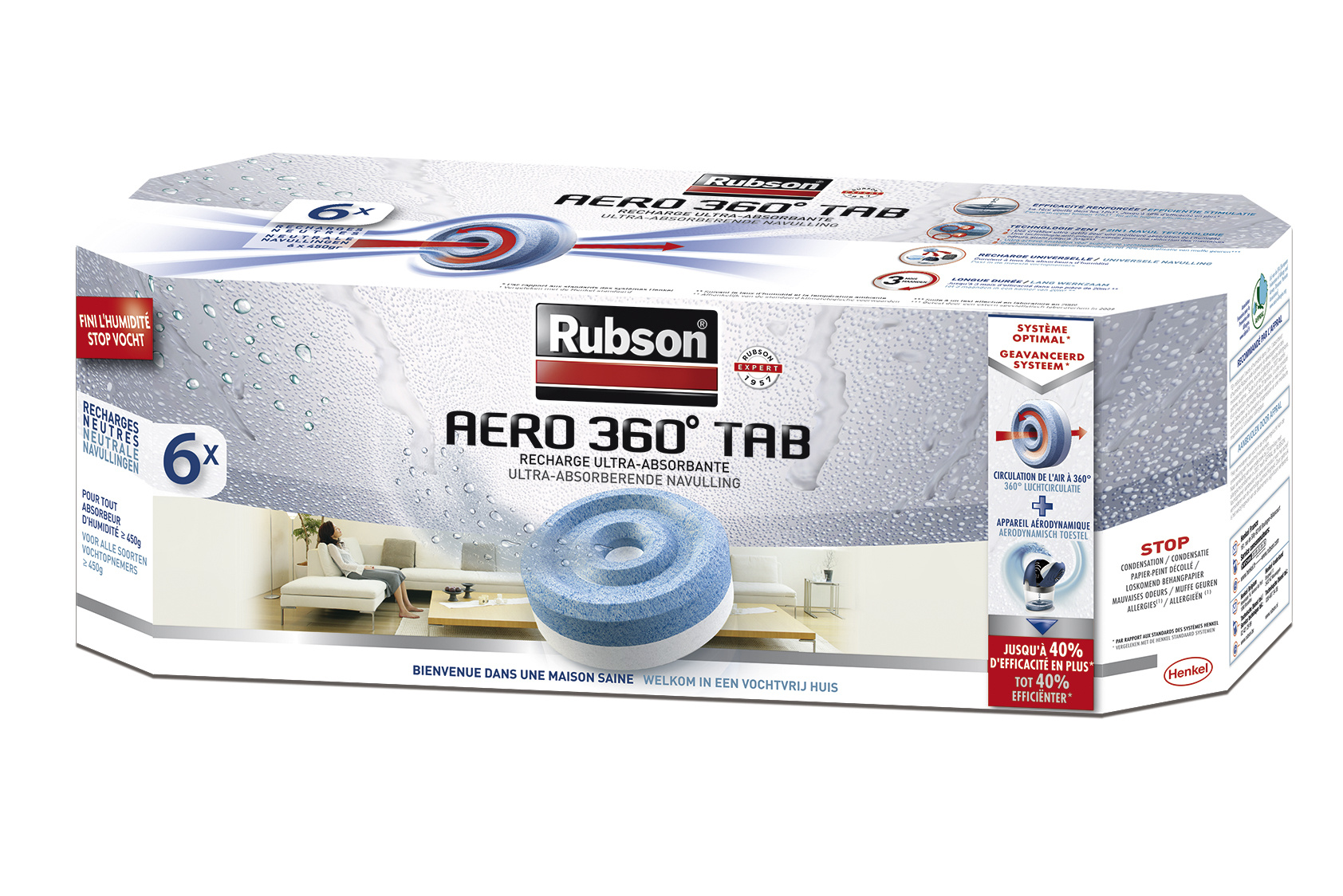 Recharge Aero 360° Absorbeur D'humidité Rubson La Boite De 4 1 8 Kg - vue 3