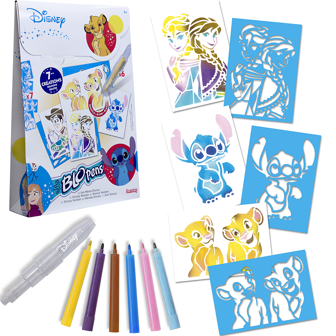 Kit Créatif Lansay Blopens Les Héros Disney 24502 – 6 Feutres à Souffler + 7 Pochoirs Réutilisables - vue 2