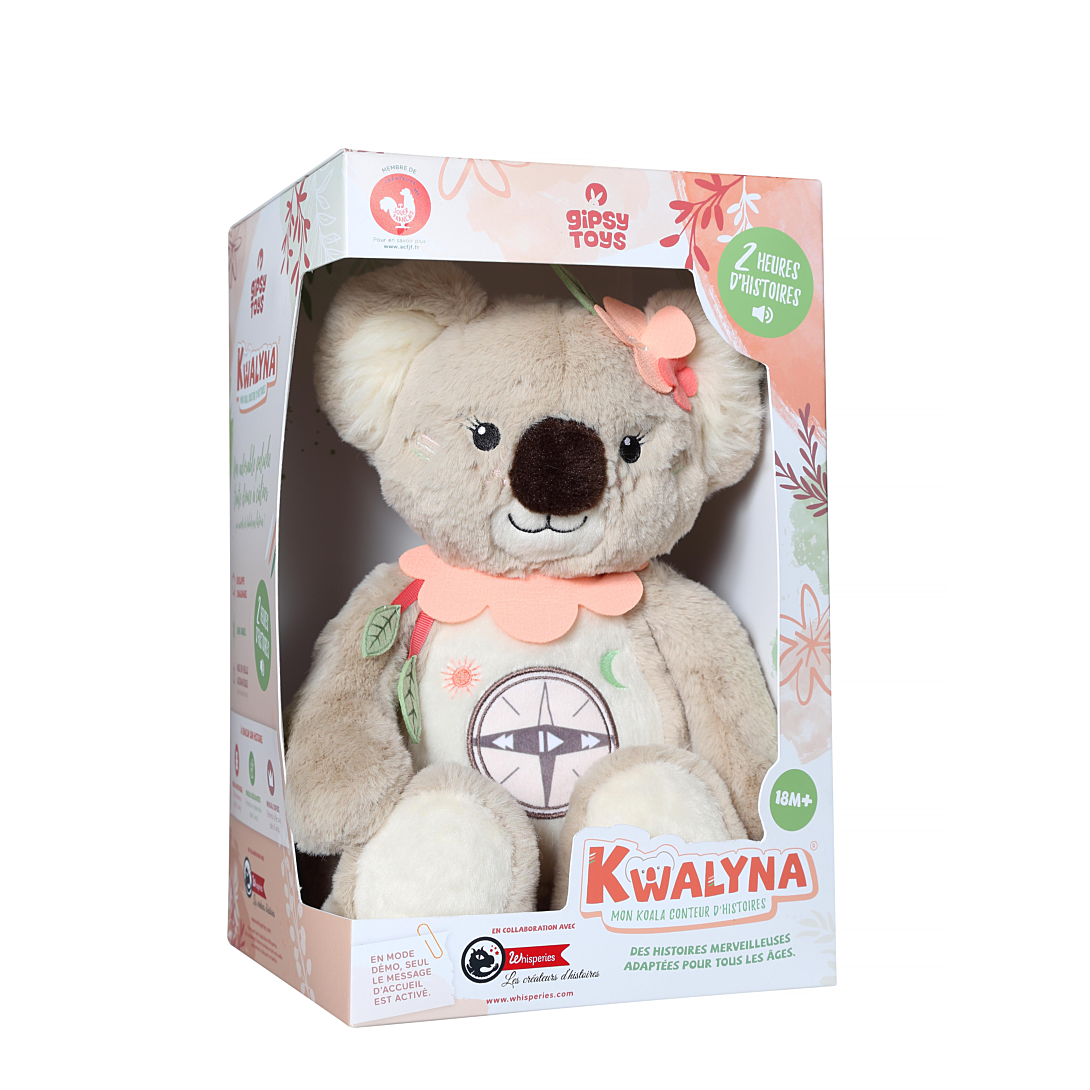Gipsy Toys KWALYNA - Koala conteur d’Histoires - Peluche Qui Parle Interactive -Version française - 2h de Contes Merveilleux
