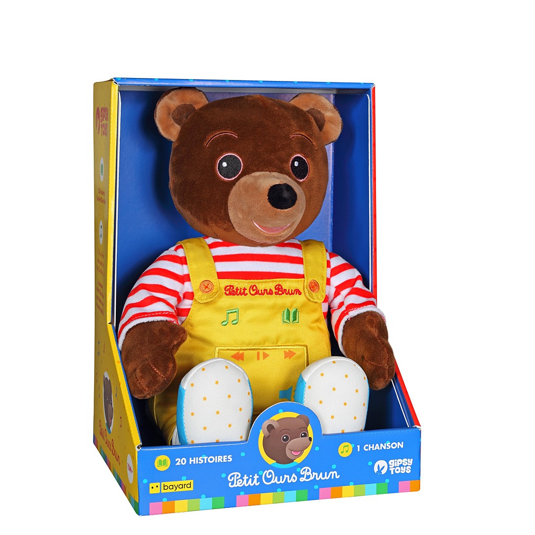 Gipsy Toys Petit Ours Brun – Peluche Musicale Qui Parle Conteur dHistoires - 28 cm