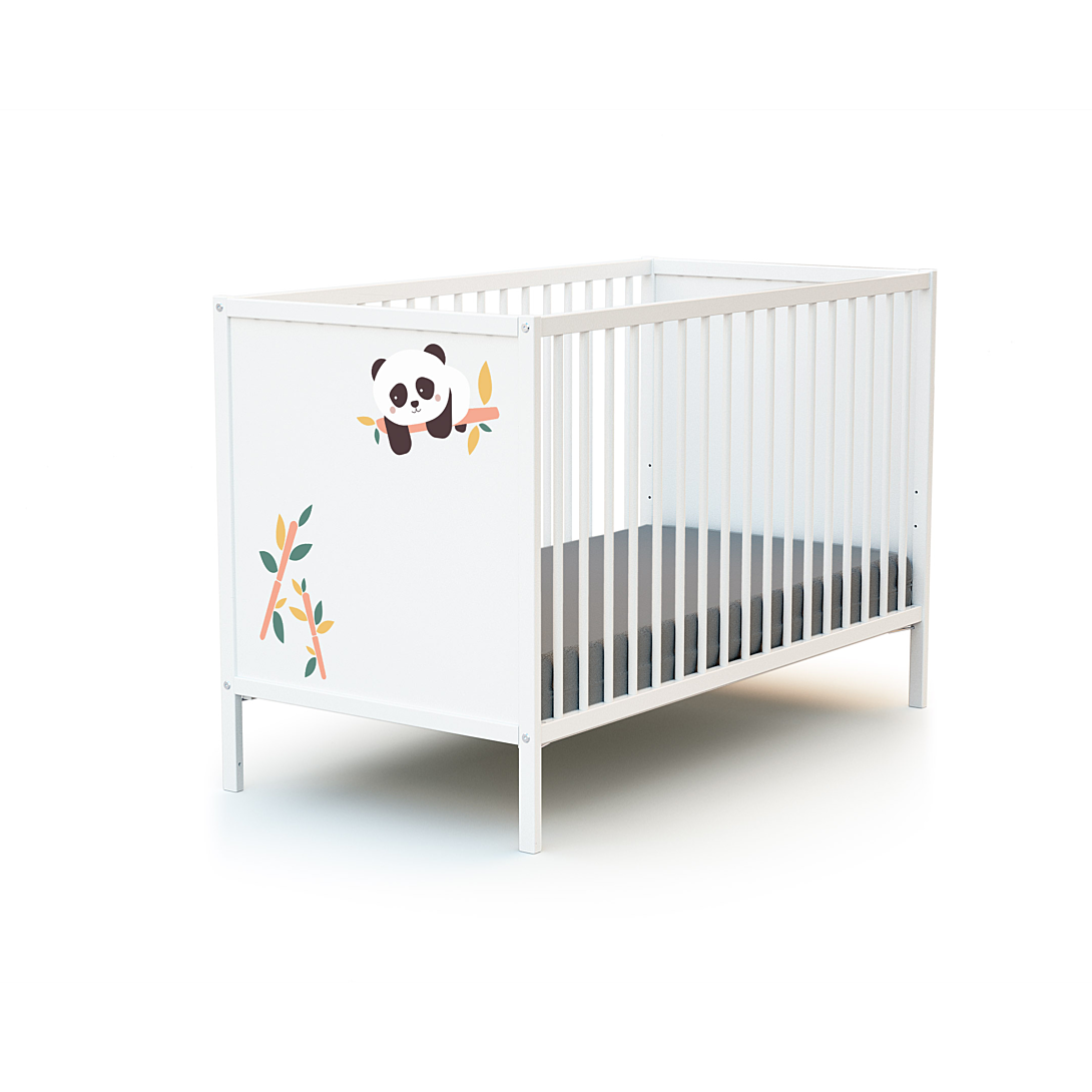 WEBABY Lit bébé en bois Panda 60 x 120 cm