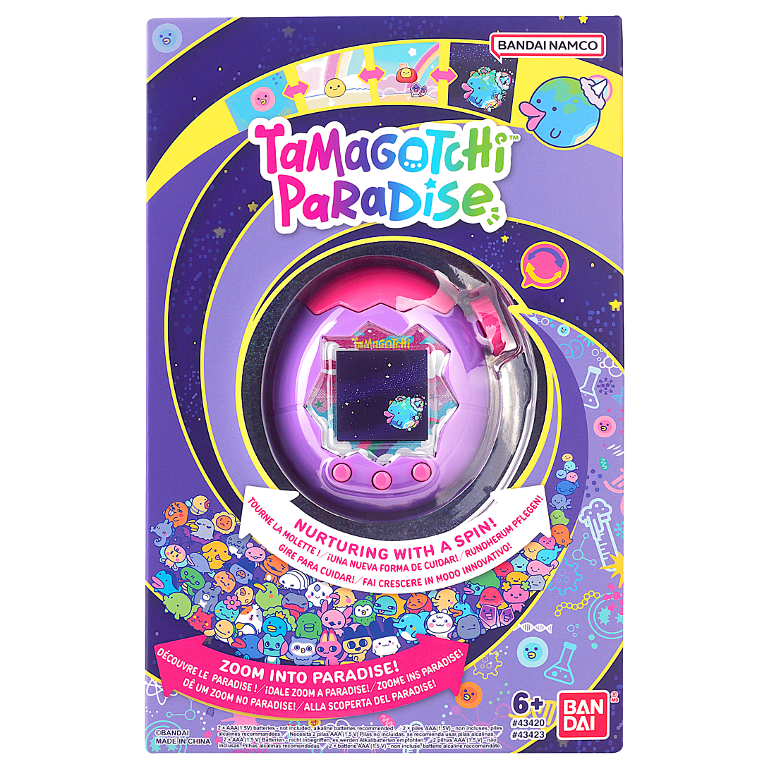 Bandai - Tamagotchi Paradise Ciel - Animal Virtuel à élever - Tamagotchi avec molette de zoom - Jouet Interactif en français - Modèle Ciel Violet et