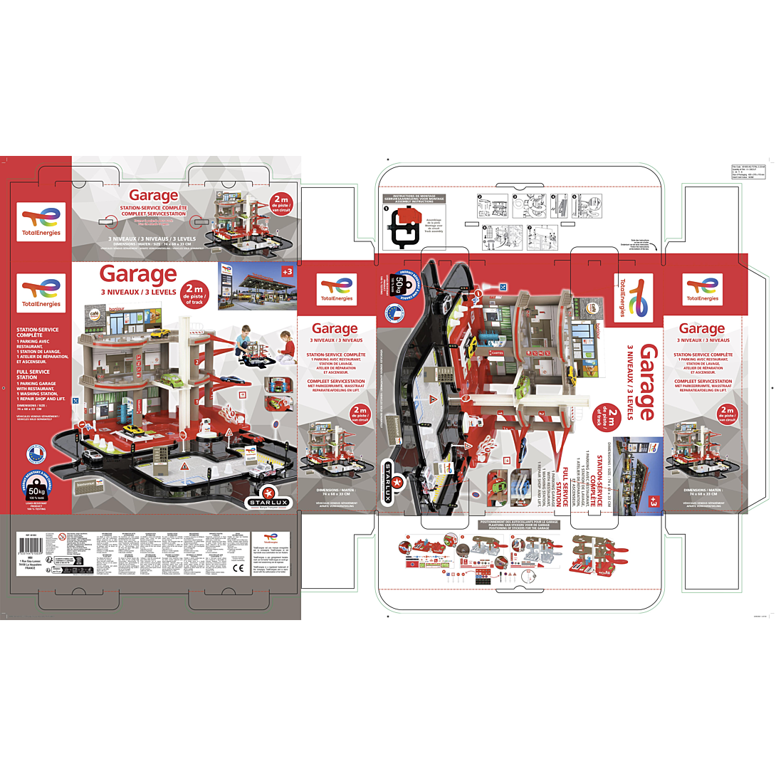 Garage Total STARLUX 3 Niveaux Avec Station-Service - Circuit 2 M - Jouet Enfant 3 Ans - 401003