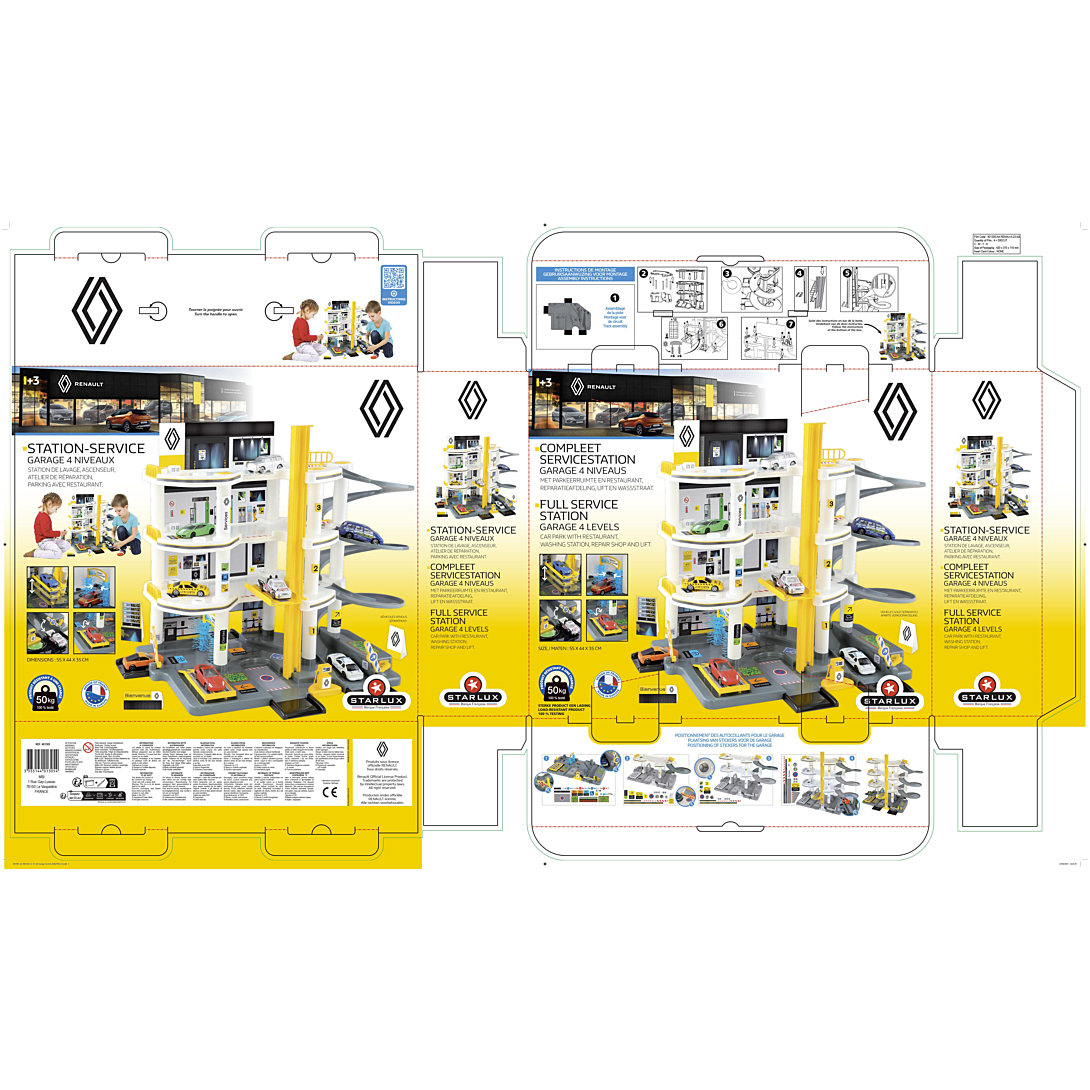 Garage Renault 3 Niveaux Avec Station-service – Ascenseur Manuel, Rampes, Atelier – Jeu Interactif Dès 3 Ans