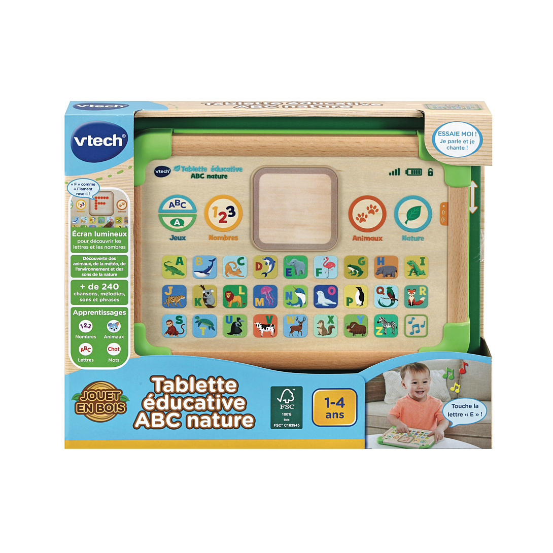 Tablette Éducative VTech 80-613505 – ABC Nature avec Partie en Bois FSC