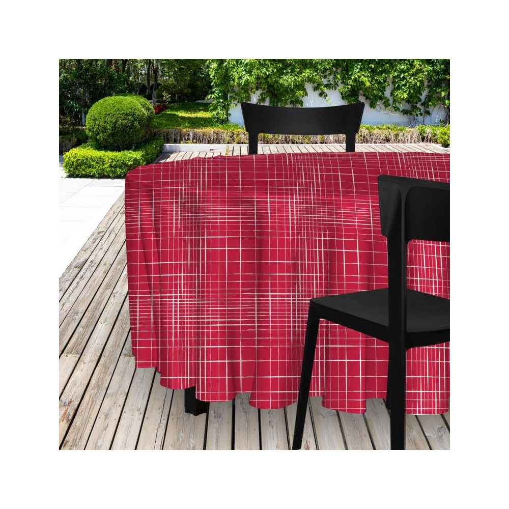 Nappe De Table En Toile Cirée Lavable, Bord Coupé, Aspect Textile, Rouge, 100 X 140 Cm, Pour Table De Jardin