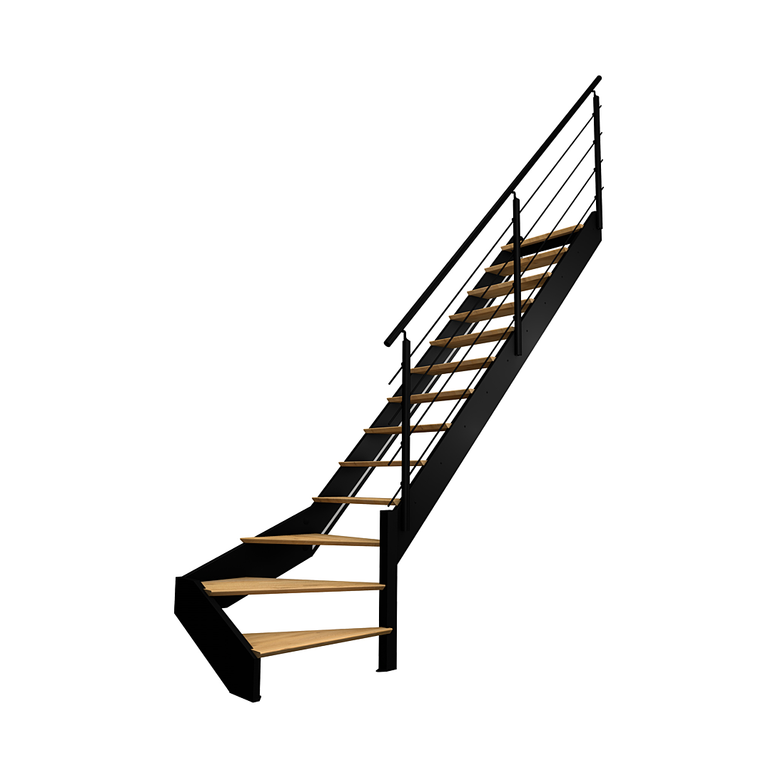 Kit escalier SPECTRA 14 tournant droit avec garde corps et 13 marches