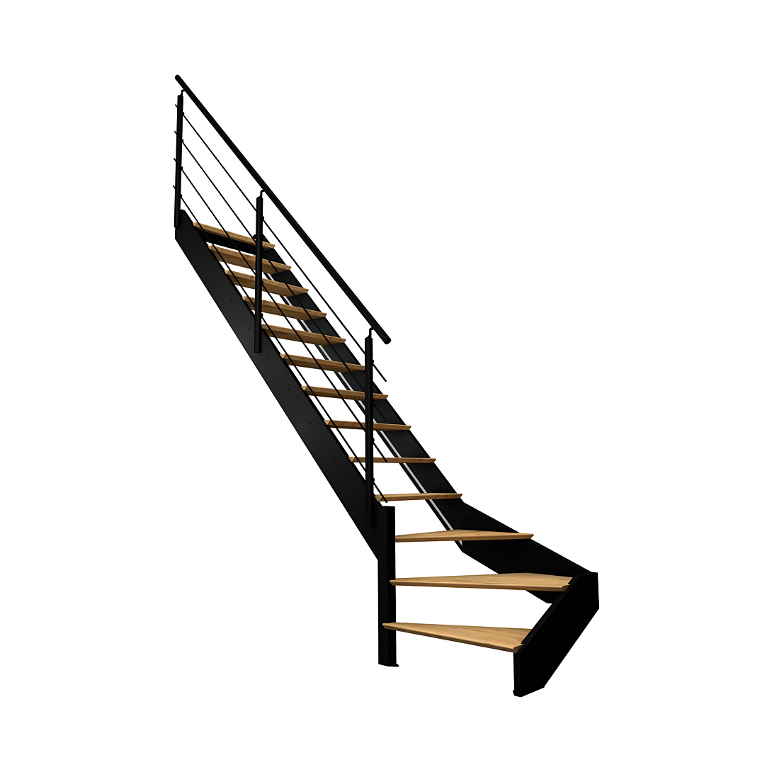 Kit escalier SPECTRA 14 tournant gauche avec garde corps et 13 marches