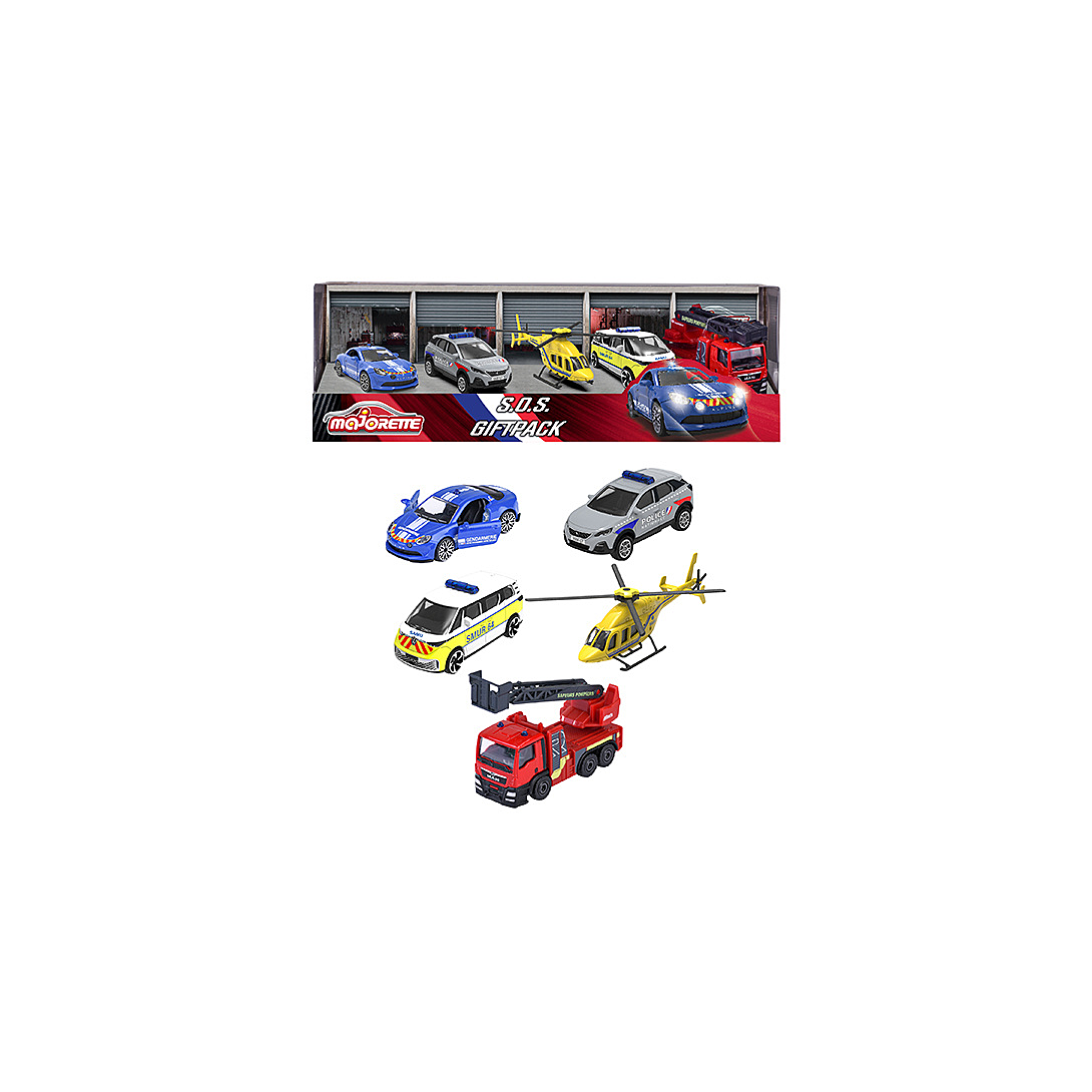 Coffret Véhicules Majorette SOS – 5 Véhicules Métal, À Partir De 3 Ans