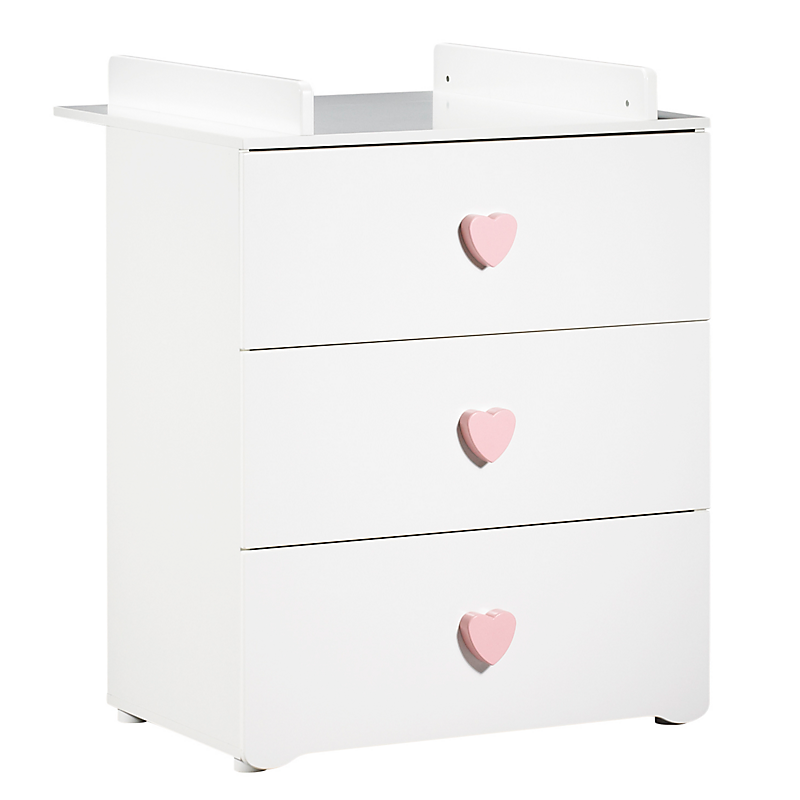 Commode à langer 3 tiroirs Boutons coeur