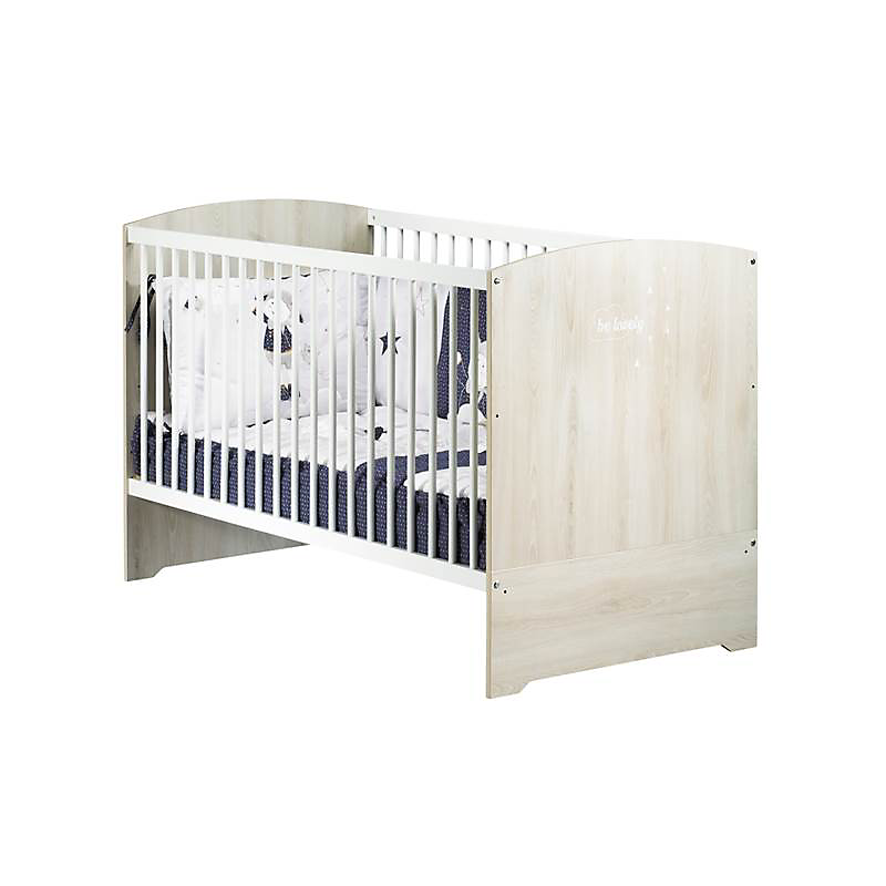 Lit bébé 140x70 évolutif en lit junior Little Big Bed Hêtre Cendré SMILE
