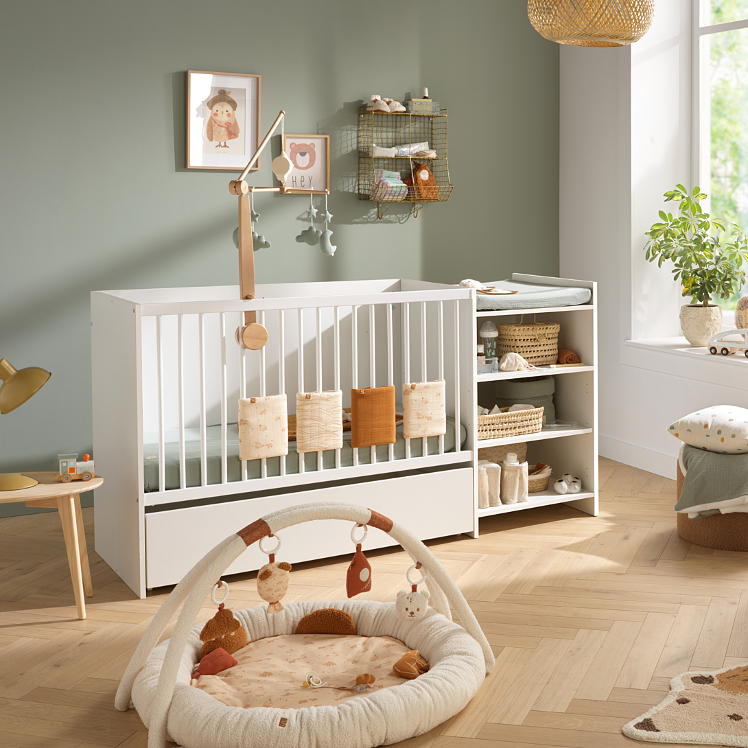 Lit combiné 120x60 évolutif en 90x190 avec étagères chant décor bois - vue 3