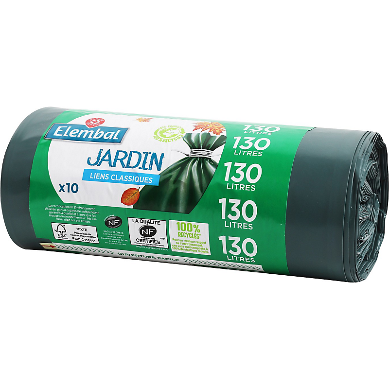 sacs poubelle de jardin 130 l x 10 ELEMBAL