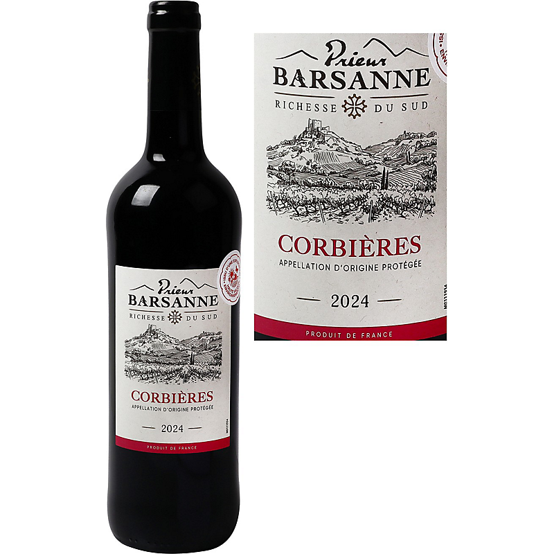 Vin Rouge Corbières AOP 75cl PRIEUR BARSANNE au meilleur prix