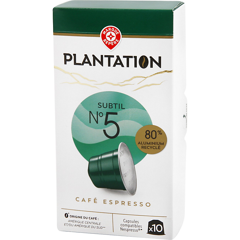 Capsules aluminium de café subtil x 10 52 g PLANTATION