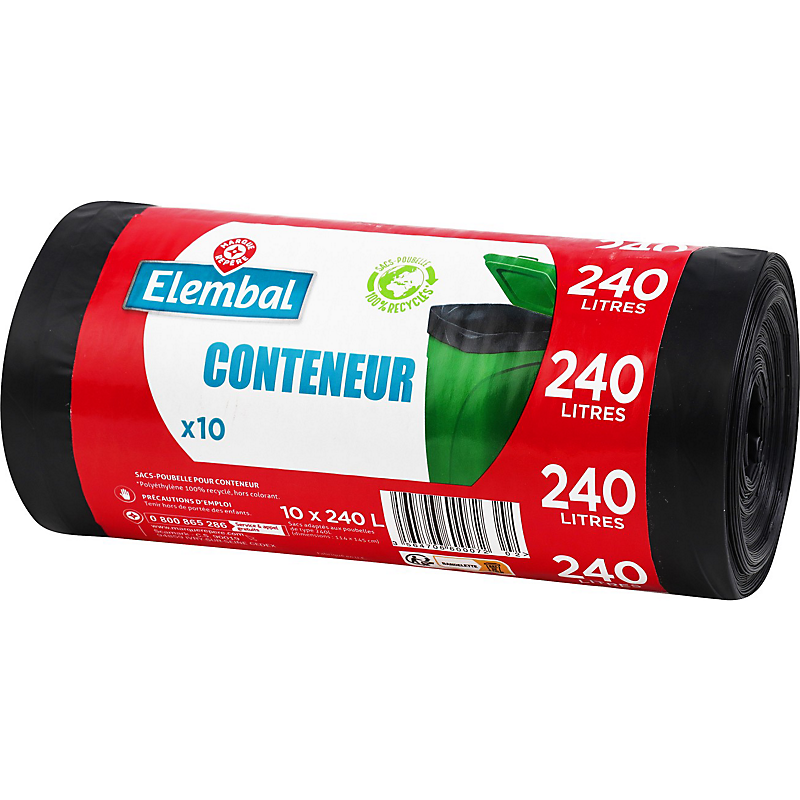 Sachet Plastique Sac Poubelle 200 Litres Leclerc Poubelle