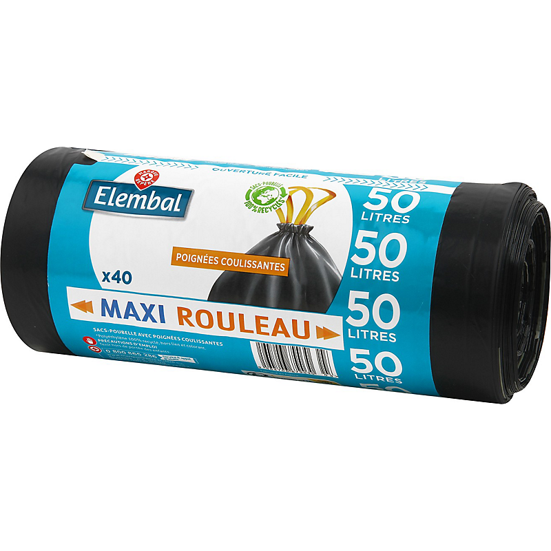 Sacs poubelle coulissant 50L x 40 ELEMBAL