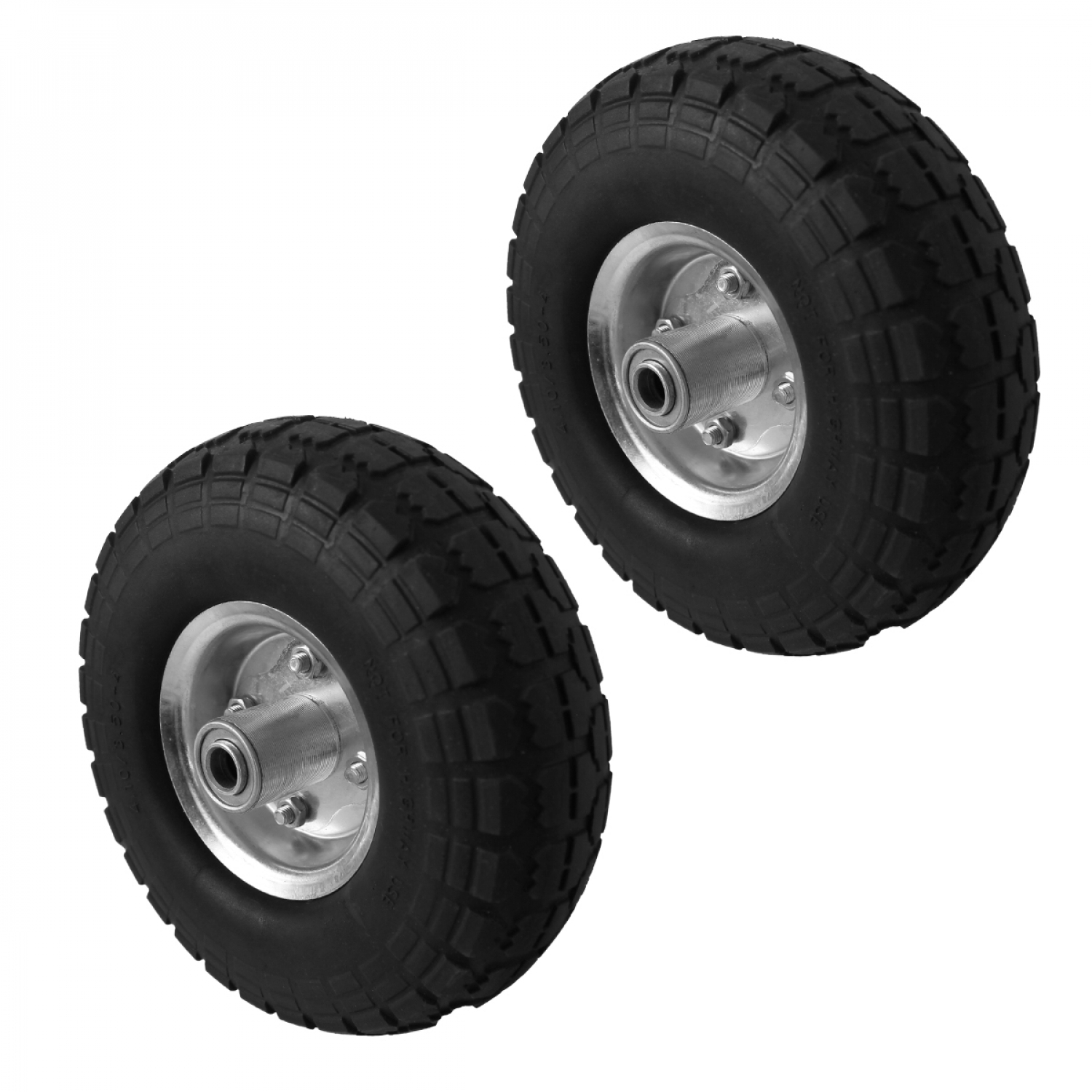 Roue Gonflable Pour Chariot Ou Diable - 26x8.5 Cm (Ø25 Cm), Axe 16 Mm - Charge Max 120 Kg - Pneu à Crampons, Jante Métal