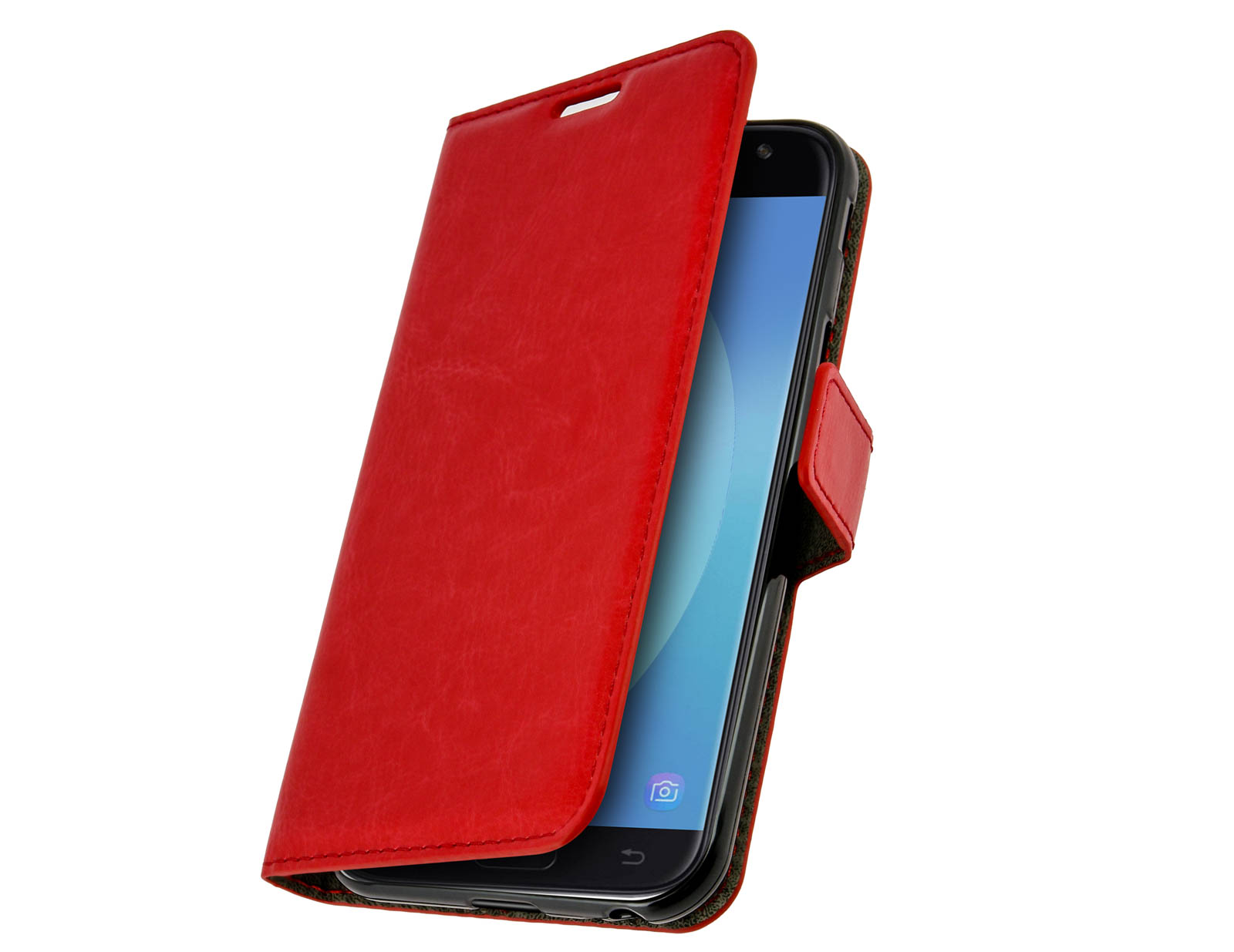 Housse Galaxy J3 2017 Etui Folio Portefeuille rouge Fonction Support