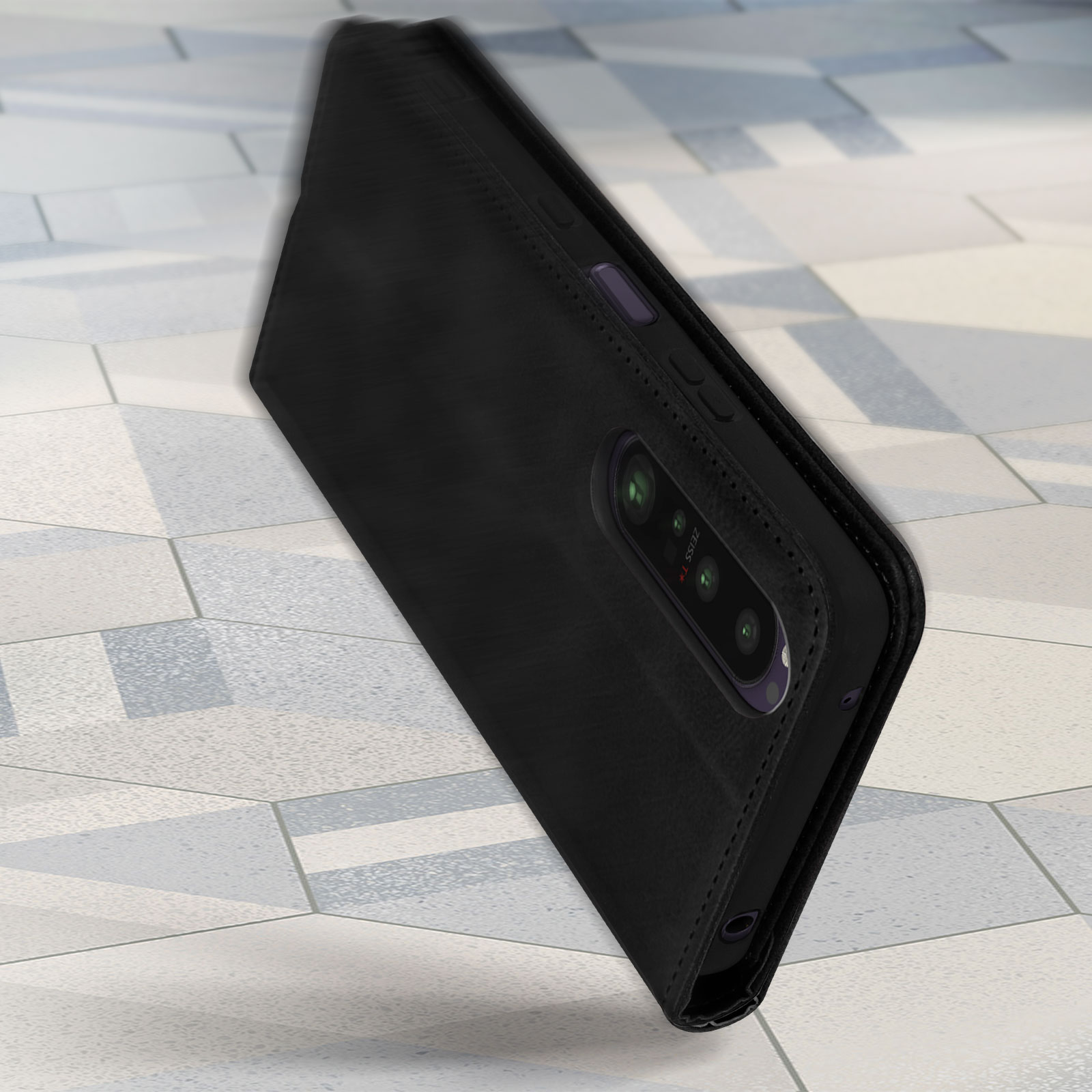 Étui Portefeuille Magnétique Pour Sony Xperia 1 III - Noir Similicuir - Support Vidéo Intégré - Neuf Sous Blister
