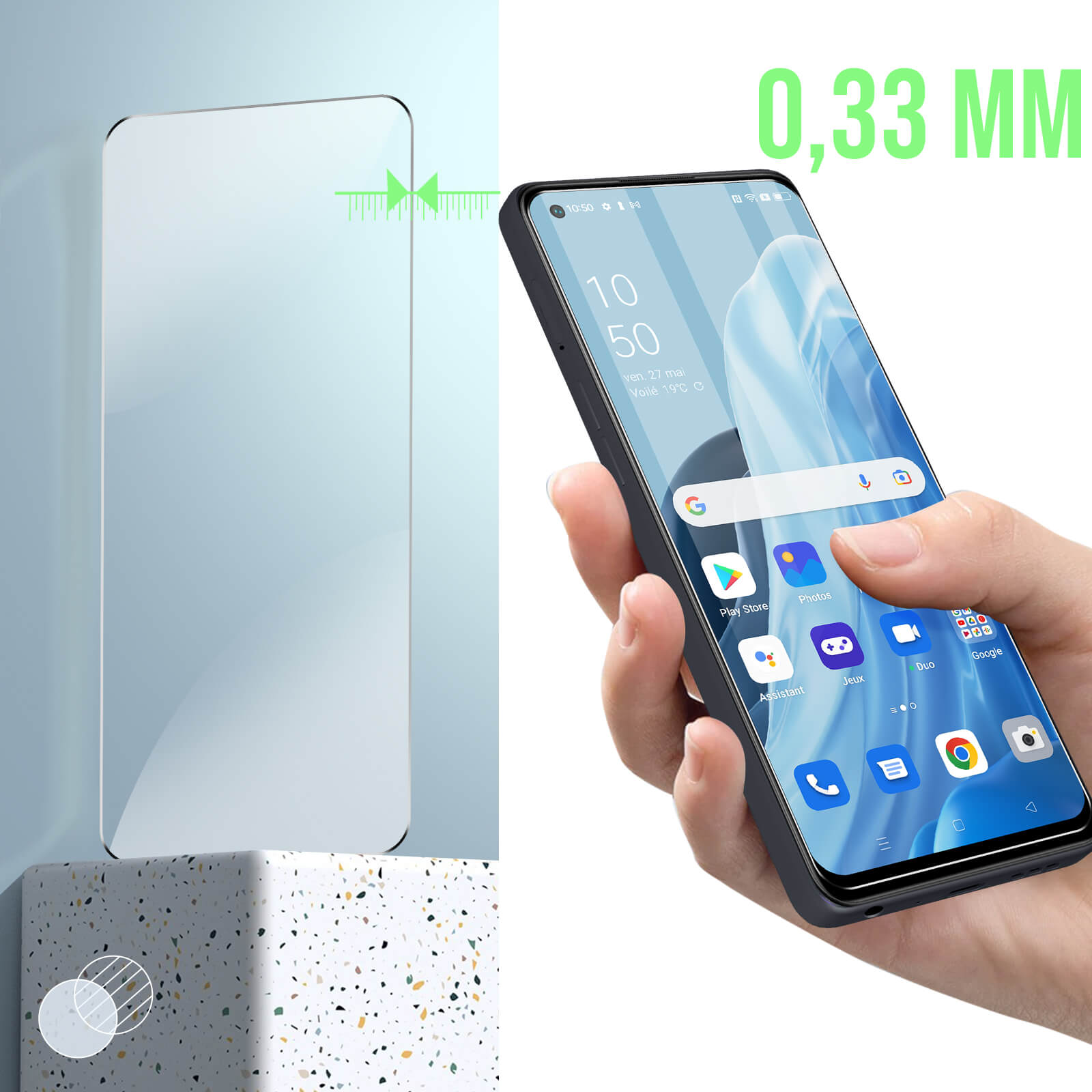 COPHONE® Pack 2 Verres Trempé Compatible Avec OPPO Reno 2Z, Film De Protection écran Premium Anti Chocs Et Casse, Anti Empreintes, Bords Arrondis,dureté Max 9H, Haute Définition