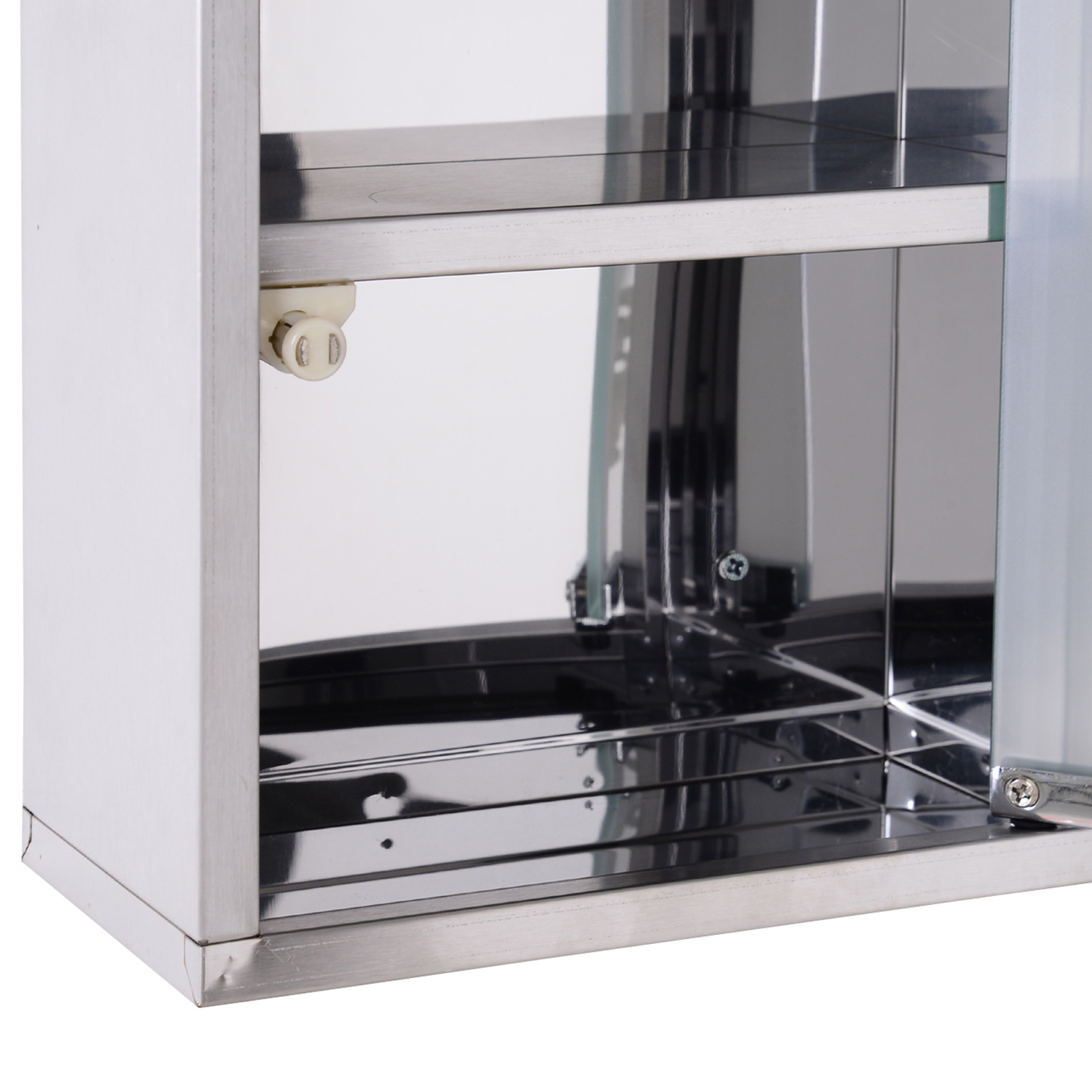 ARMOIRE A PHARMACIE ARGENT EN ACIER INOXYDABLE AVEC PORTE EN VERRE TREMPE NEUF 30