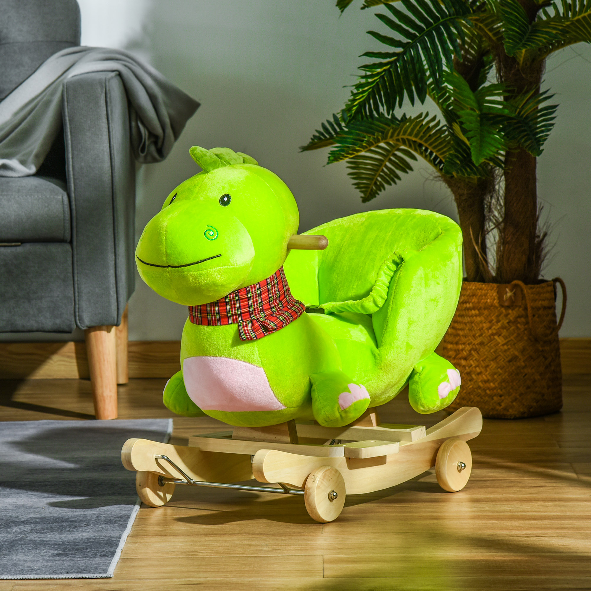 Chval à Bascul jout à bascul dinosaur t portur sur roultts 2 n 1 fonction musical 32 pists cintur sécurité vrt au millur prix