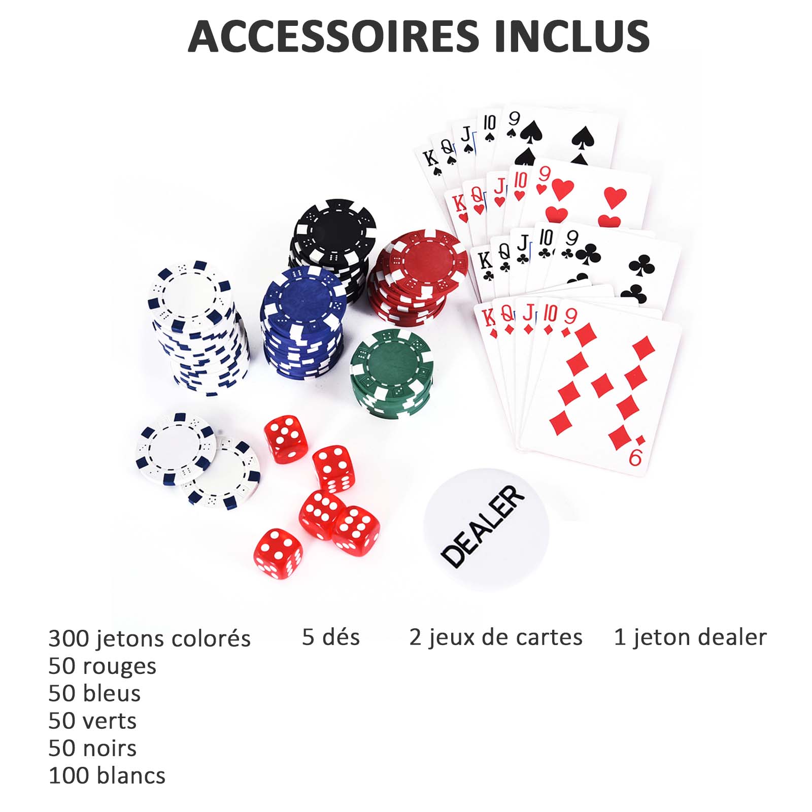 Coffret Poker Complet 300 Jetons Laser - Valise Aluminium Avec Dés Et Cartes Pour Soirée Casino