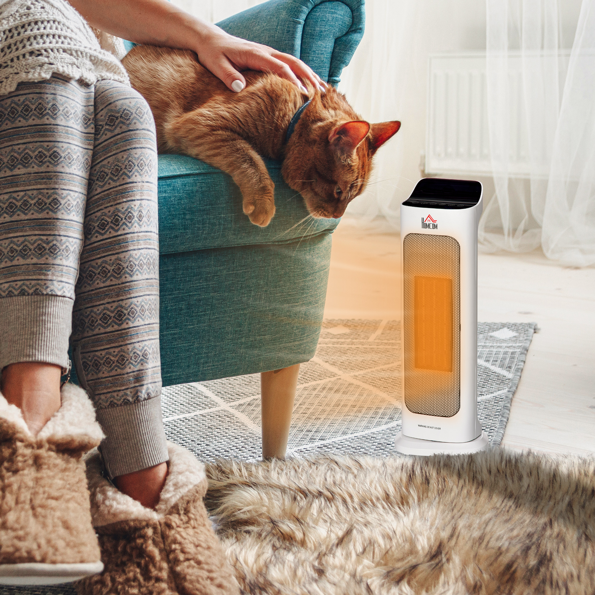 Chauffage D'Appoint 2000W PTC Céramique Avec Télécommande - 3 Niveaux, Mode Éco, Sécurité Anti-chute, Silencieux Pour Chambre/Bureau - 7