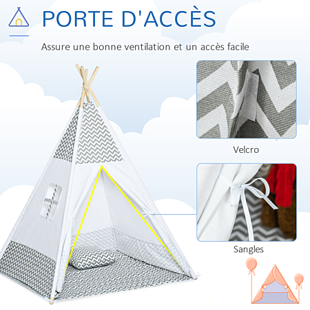 Tente Teepee Indien Tente de jeu pour Enfant Style Graphique - dim. 1,2L x 1 ,2I x 1,55H m - Porte refermable Fenêtre Tapis Coussin - Jeux - Jouets Tente Teepee Indien Tente de jeu pour Enfant Style Graphique - dim. 1,2L x 1 ,2I x 1,55H m - Porte refermable Fenêtre Tapis Coussin - Jeux - Jouets