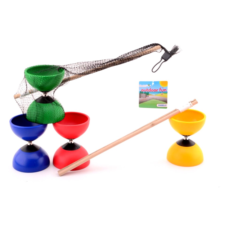 Diabolo Enfant Avec Baguettes En Bois – Jeu De Jonglage Et D'adresse, Pour Extérieur, Coloris Aléatoire