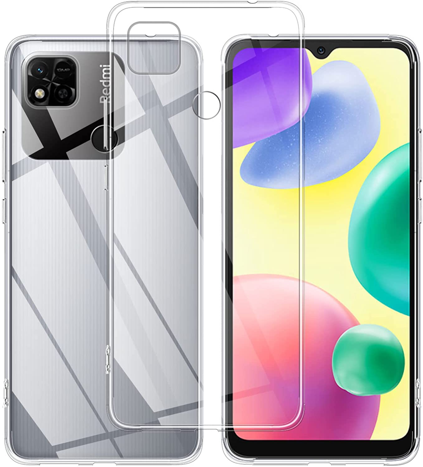 Coque Silicone Transparente + Verre Trempé Pour Xiaomi Redmi 10A - Pack Accessoires Neuf