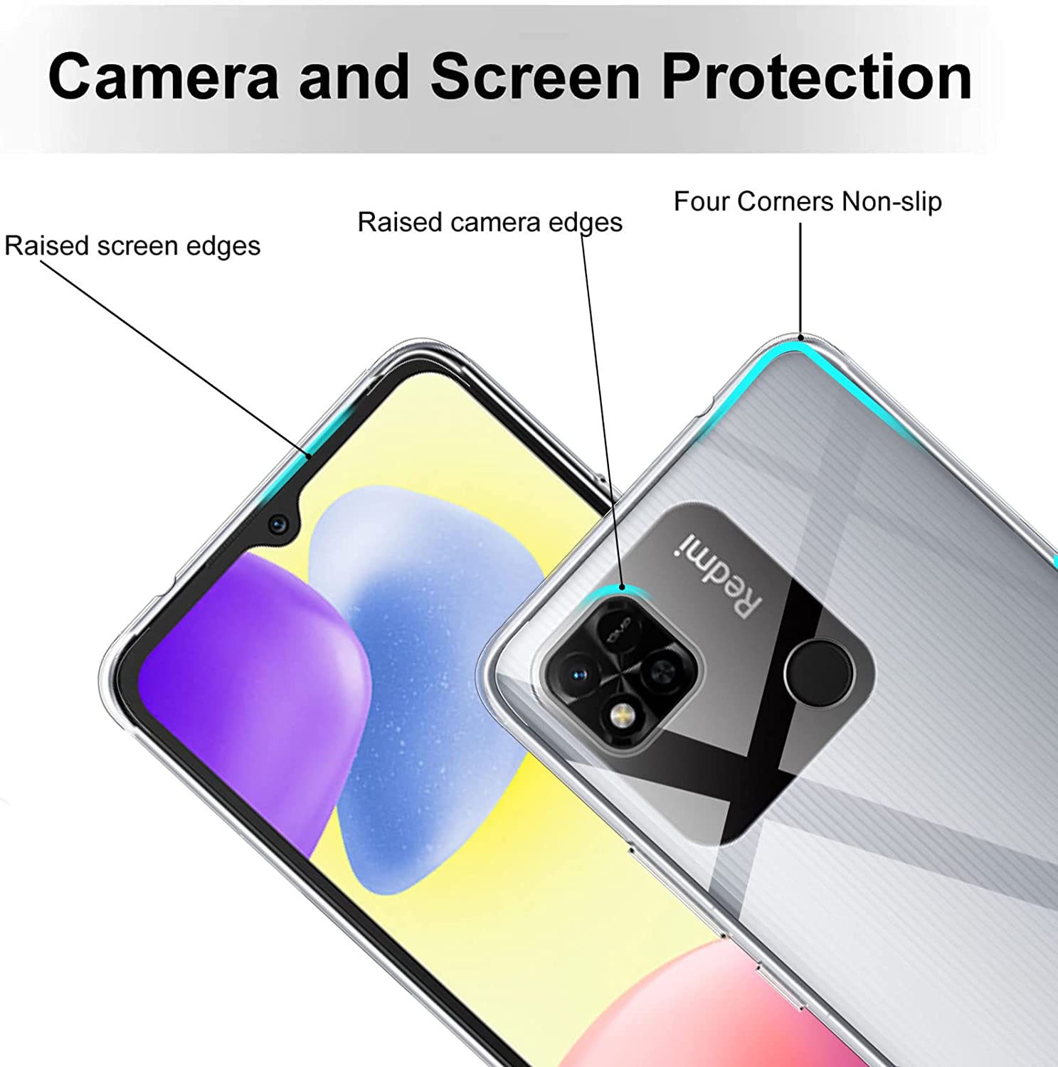 Coque Xiaomi Redmi 10A + Verre Trempé Little Boutik - Silicone Transparent, Pack Accessoires Neuf