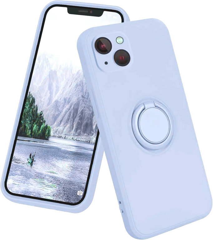 Coque Silicone Little Boutik Pour IPhone 13 - Bleue Avec Anneau Support Intégré, Neuf Sous Blister