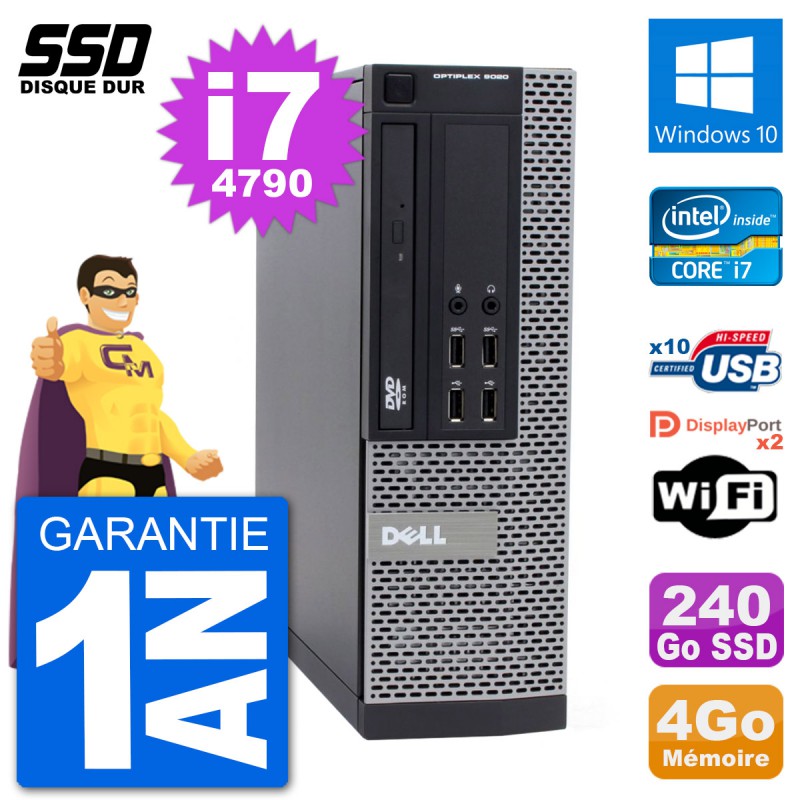 PC Dell OptiPlex 9020 SFF Intel Core i7-4790 RAM 4Go SSD 240Go