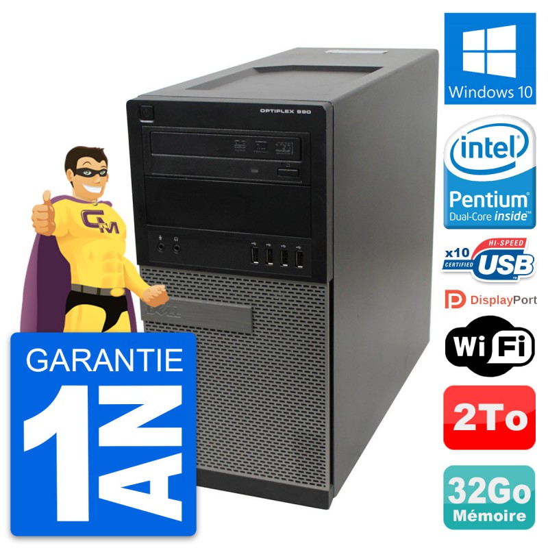 PC Tour Dell 790 MT Ecran 22" Intel i3-2120 RAM 8Go SSD 480Go Windows