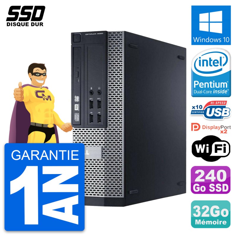 PC Tour Dell 9020 Intel Core i3-4130 RAM 4Go Disque Dur 500Go Windows 10 Wifi