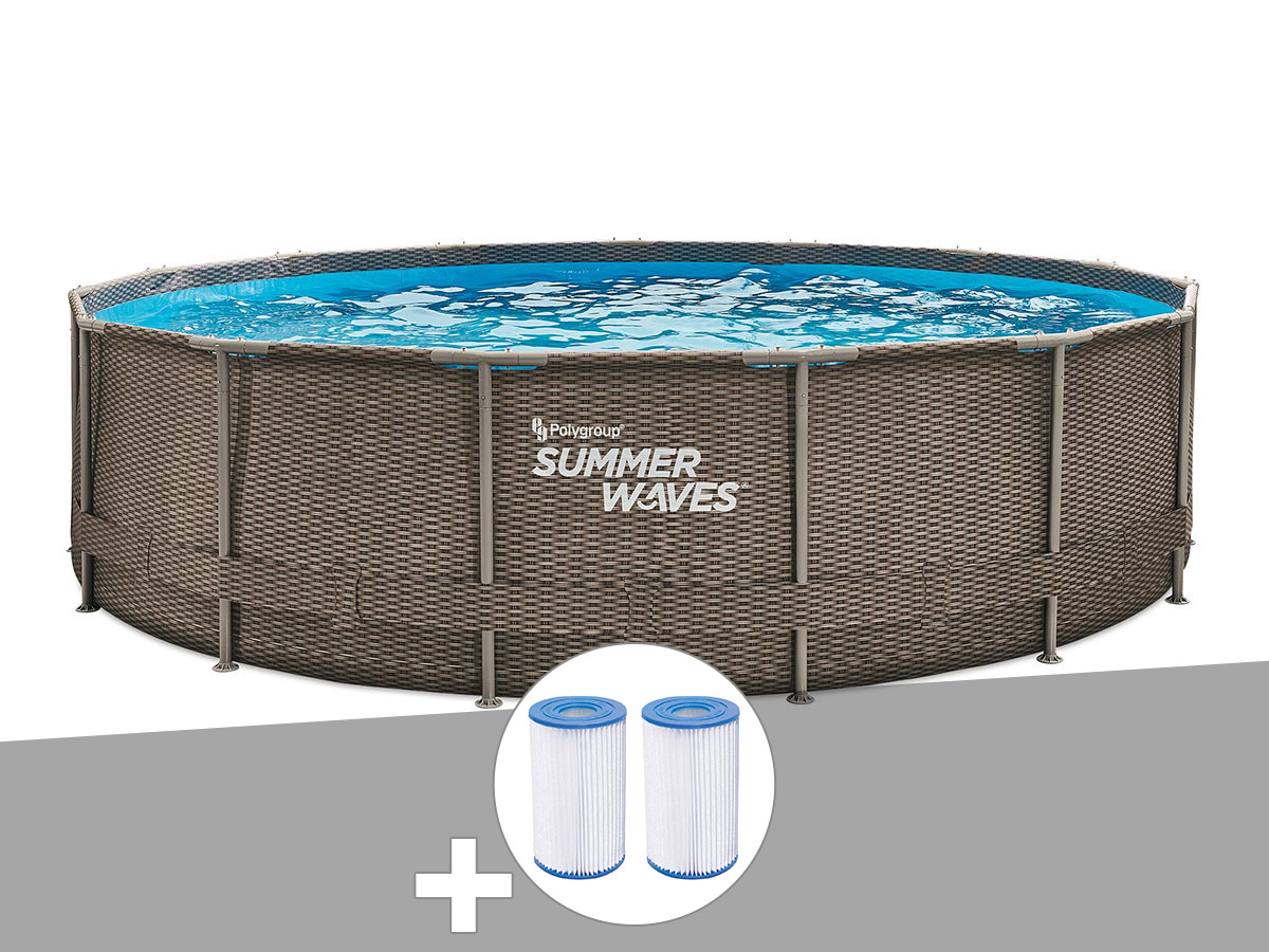 Piscine Tubulaire Summer Waves 122x122x30cm - Bleu - Jeu D'Extérieur Enfant - Piscine à Balles