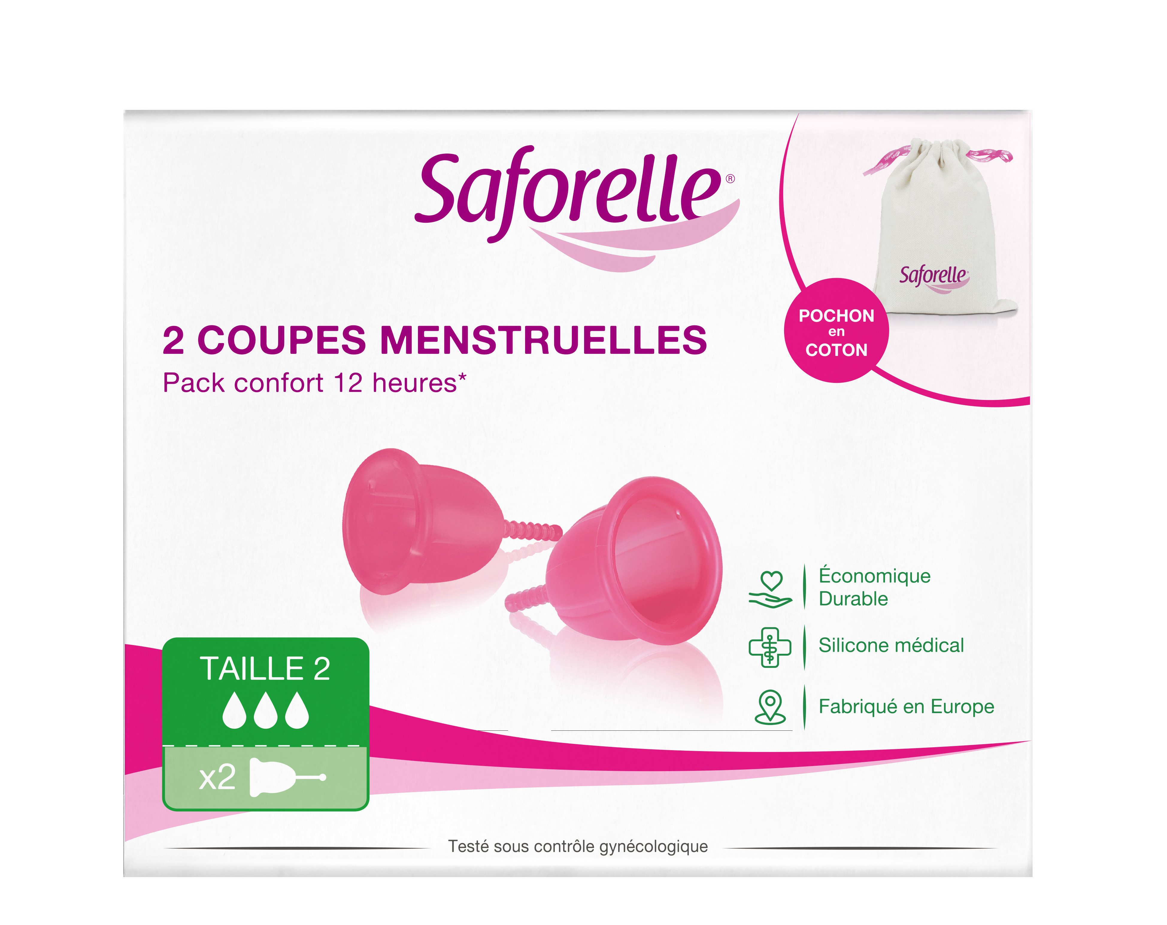 Coupes Menstruelles Taille 2 Avec Pochon En Coton Saforelle Les 2 Coupes Menstuelles - vue 5